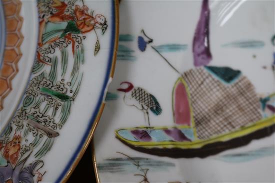Eight Chinese export plates and dishes largest diameter 23cm